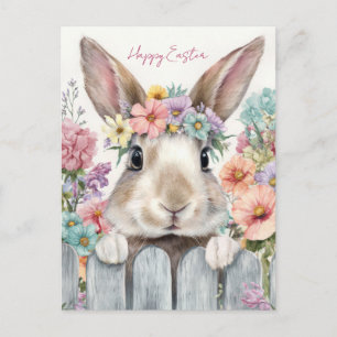 Pasen Ansichtkaart met Bloemen en Paashaas Briefkaart