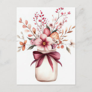 Pasen Ansichtkaart met Paaseieren en Bloemen Briefkaart