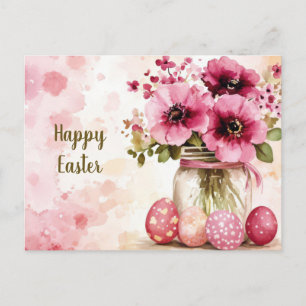 Pasen Ansichtkaart met Paaseieren en Bloemen Briefkaart