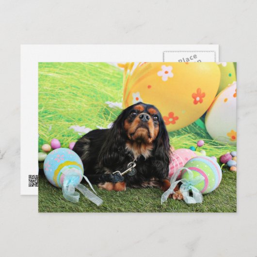 Pasen - Arrogante Koning Charles Spaniel - Charlie Feestdagenkaart (Voorkant / Achterkant)