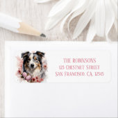 Pasen Australische Herder Eieren en Bloemen - Etiket (Insitu)