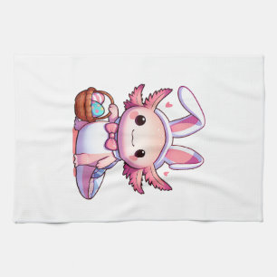 Pasen Axolotl Konijn Oren Eieren T-Shirt Theedoek