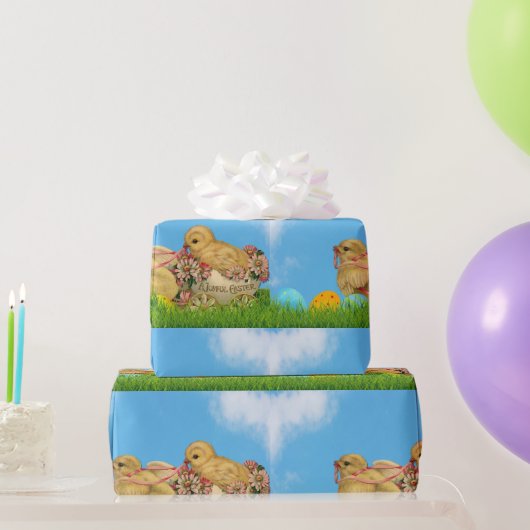 Pasen Baby Chicken Blue Wrapping Papier (Feestgeschenken)