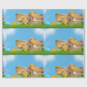 Pasen Baby Chicken Blue Wrapping Papier (Vlak)