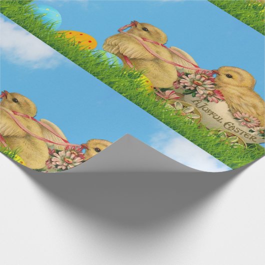  Pasen Baby Chicken Blue Wrapping Papier (Hoek)