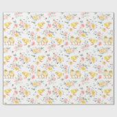 Pasen Baby Chicks Spring Floral Cadeaupapier (Vlak)