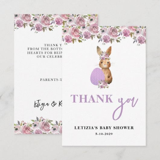 Pasen Baby Shower Bedankkaart (Voorkant / Achterkant)