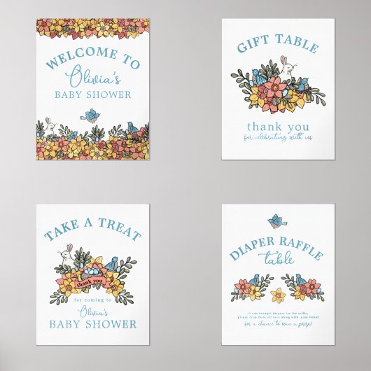 Pasen Baby shower Frameable Tabeltekens Muurkunst Sets (Voorkant)