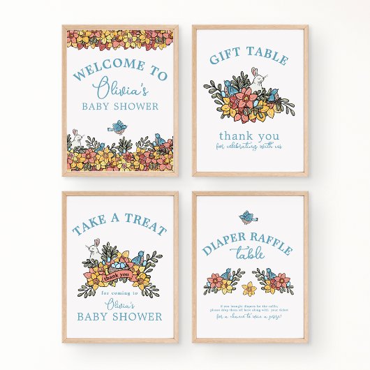 Pasen Baby shower Frameable Tabeltekens Muurkunst Sets