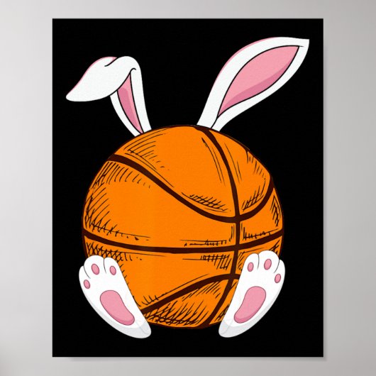 Pasen Basketbal Konijn Konijn Bunny Gelukkig Pasen Poster (Voorkant)