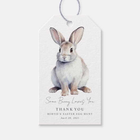 Pasen Bedankt Cadeau Labels White Bunny Cadeaulabel (Voorkant)