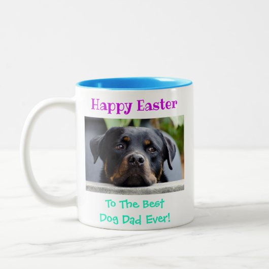 Pasen beste hond vader ooit foto keepslag tweekleurige koffiemok (Links)