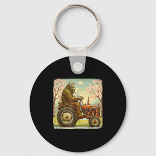Pasen bigfoot konijn tractor grappige lente sleutelhanger