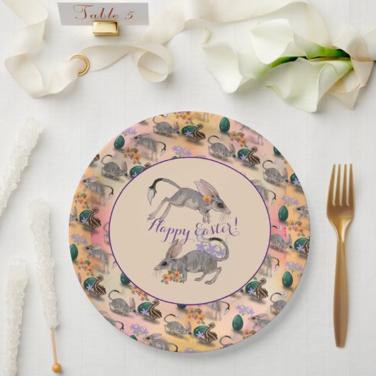 Pasen Bilby en Australian Flowers Happy Paast Papieren Bordje (Huwelijk)