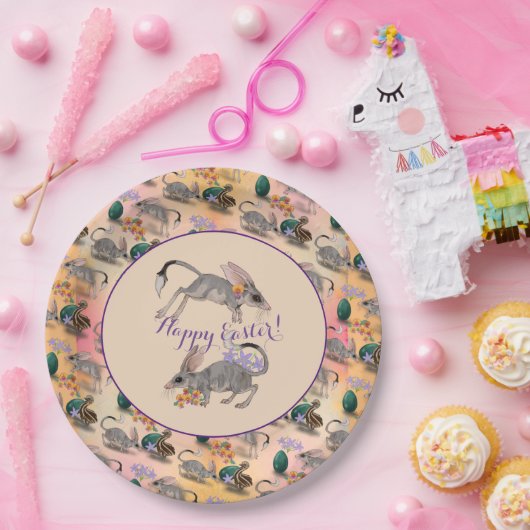 Pasen Bilby en Australian Flowers Happy Paast Papieren Bordje (Feest)