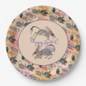 Pasen Bilby en Australian Flowers Happy Paast Papieren Bordje (Voorkant)