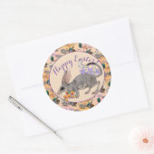 Pasen Bilby en Australian Flowers Happy Paast Ronde Sticker (Envelop)