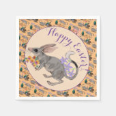 Pasen Bilby en Australian Flowers Happy Paast Servet (Voorkant)