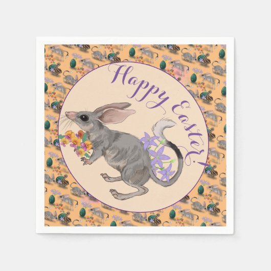 Pasen Bilby en Australian Flowers Happy Paast Servet (Voorkant)