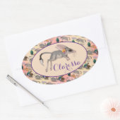 Pasen Bilby en Australische bloemen Aangepaste naa Ovale Sticker (Envelop)