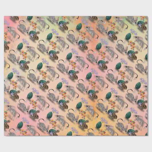 Pasen Bilby en Australische bloemen Cadeaupapier (Vlak)