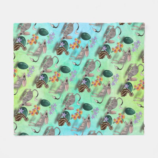 Pasen Bilby en Australische bloemen Fleece Deken (Voorkant (Horizontaal))