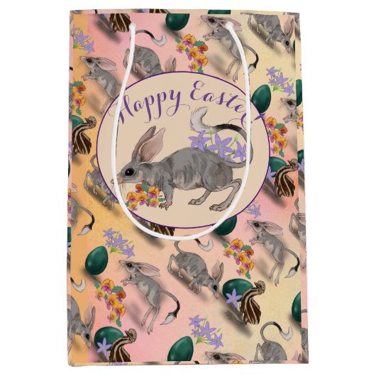 Pasen Bilby en Australische bloemen Medium Cadeauzakje (Voorkant)