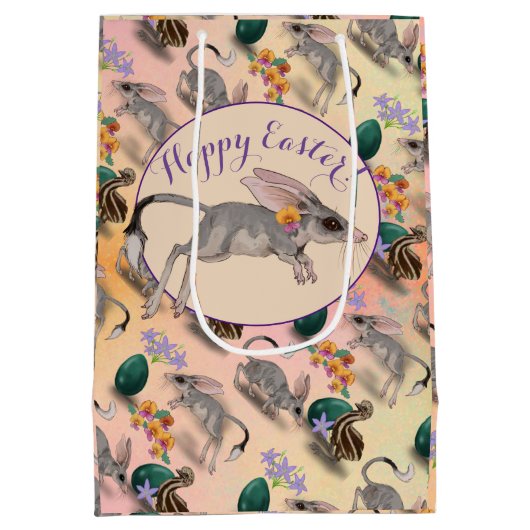 Pasen Bilby en Australische bloemen Medium Cadeauzakje (Achterkant)
