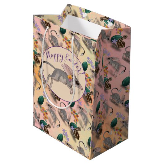 Pasen Bilby en Australische bloemen Medium Cadeauzakje (Achterkant Gekanteld)