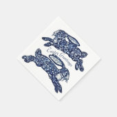 Pasen Blauw & Wit Oosters Konijnen Konijntje Delft Servet (Hoek)