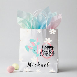Pasen Blauwe Konijn Gepersonaliseerde Cadeautas