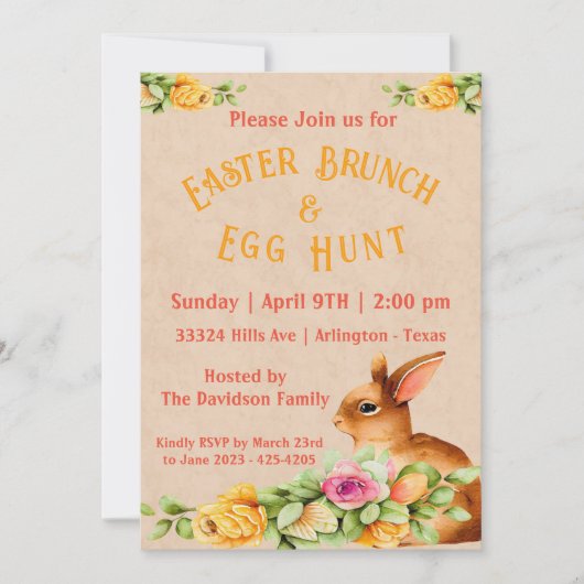 Pasen Bloem Brunch Feest Uitnodiging (Voorkant)