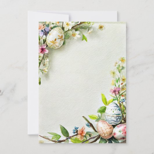 Pasen bloemen en ei blanco briefpapier feestdagenkaart (Voorkant)