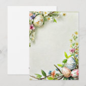 Pasen bloemen en ei blanco briefpapier feestdagenkaart (Voorkant / Achterkant)