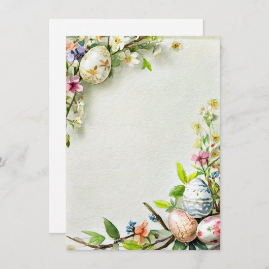 Pasen bloemen en ei blanco briefpapier feestdagenkaart (Voorkant / Achterkant)
