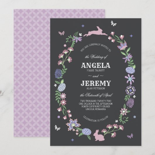 Pasen Bloemen Krans bruiloft Kaart (Voorkant / Achterkant)