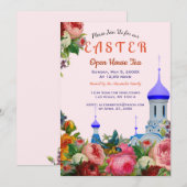 Pasen Bloemen Orthodox Open Huis Thee Uitnodiging (Voorkant / Achterkant)