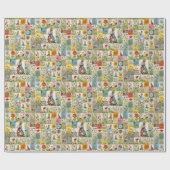 Pasen Bloemen Patchwork met Bunnies & Wildflowers Cadeaupapier (Vlak)