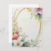 Pasen bloemenkrans met kruisspleet feestdagenkaart (Voorkant / Achterkant)