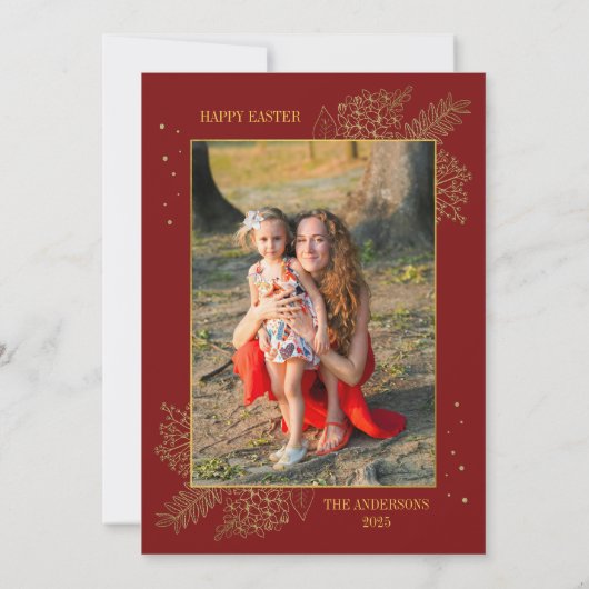 Pasen Bloemenkruis Christus is verrezen Familiefot Feestdagenkaart (Achterkant)