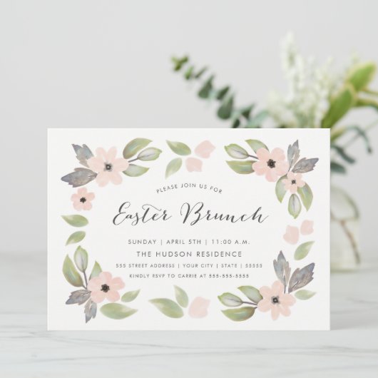 Pasen Blossom Brunch Uitnodiging (Staand voorkant)