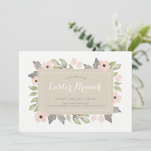 Pasen Blossom Brunch Uitnodiging (Staand voorkant)