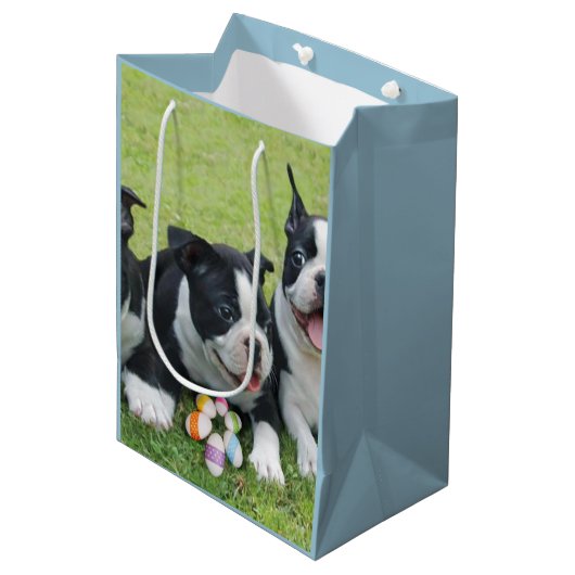 Pasen Boston Terriers medium Gift Bag Medium Cadeauzakje (Voorkant Gekanteld)