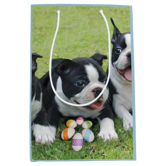 Pasen Boston Terriers medium Gift Bag Medium Cadeauzakje (Voorkant)