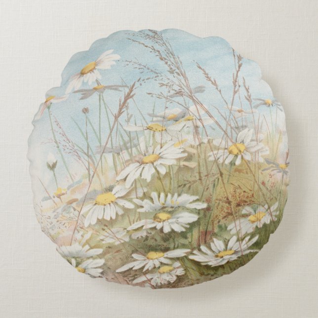 "Pasen brengt de ontluikende lente"  Rond Kussen (Voorkant)