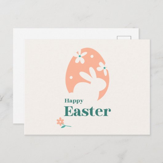 Pasen Briefkaarten Bunny Kaart Happy Easter (Voorkant / Achterkant)