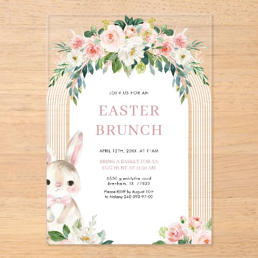 Pasen Brunch Acryl uitnodiging (Voorkant)