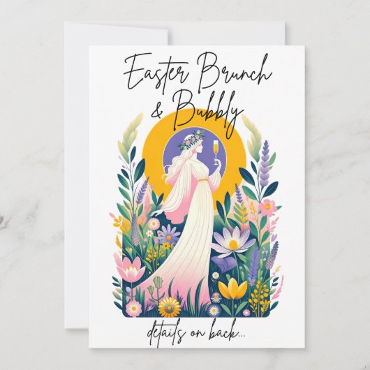 Pasen Brunch & Bubbel Uitnodigingskaart + Download Kaart (Voorkant)