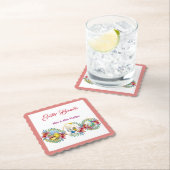 Pasen Brunch Bunny Chick Floral Wreath Kartonnen Onderzetters (Insitu)