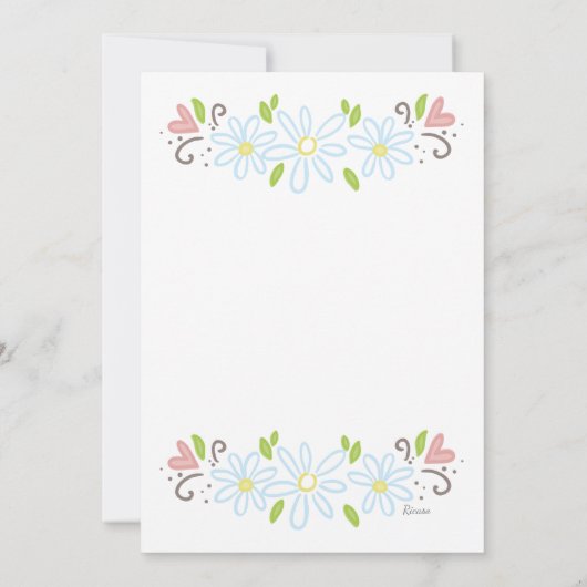 Pasen Brunch Bunny en griet met lentbloemen Kaart (Achterkant)